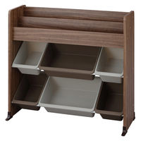 アイリスオーヤマ 絵本棚付 トイハウスラック 幅862×奥行348×高さ798mm ウォールナット 1台（直送品）