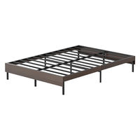 アイリスオーヤマ ウッドスチールベッド ダブル 幅1400×奥行1974×高さ300mm ブラック/ウォールナット 1台（直送品）