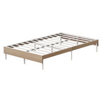 アイリスオーヤマ ウッドスチールベッド ダブル 幅1400×奥行1974×高さ300mm ホワイト/ナチュラル 1台（直送品）