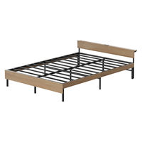 アイリスオーヤマ ウッドスチールベッド 宮付き ダブル 幅1400×奥行2047×高さ541mm ブラック/ナチュラル 1台（直送品）