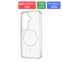 Galaxy S26 耐傷・耐衝撃ハイブリッドケース クリア/ホワイト TPU ストラップホール付 衝撃吸収（直送品）
