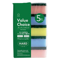 キッチンスポンジ バリューチョイス ハードスポンジ 研磨材入り 3色アソート 1パック（5個入）小久保工業所