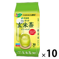 (水出し可)伊藤園 ワンポット 抹茶入り玄米茶 エコティーバッグ 1セット(30バッグ入×10) お茶 大容量