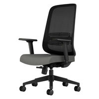 【組立設置込】Lamex EZ メッシュチェア 可動肘 ランバーサポート カーペット用 ブラック×グレー 1脚（直送品）