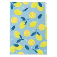 デザインフィル 3ポケットクリアホルダー A4 レモン柄 35572006 1セット(1冊×3)（直送品）