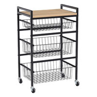 タマリビング カジュアリー キッチンワゴン カジュアリー 幅450×奥行300×高さ700mm ブラック/ナチュラル 1台（直送品）