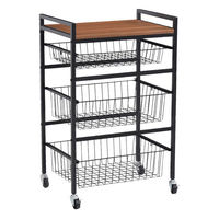 タマリビング カジュアリー キッチンワゴン カジュアリー 幅450×奥行300×高さ700mm ブラック/ブラウン 1台（直送品）