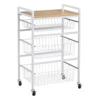 タマリビング カジュアリー キッチンワゴン カジュアリー 幅450×奥行300×高さ700mm ホワイト/ナチュラル 1台（直送品）