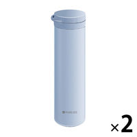 冷温スリム水筒 2個セット ブルー 熱中症対策用品 オールシーズン 3WAY ストラップ付き 冷温ボトル 冷却グッズ KO426（直送品）