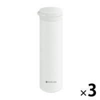 冷温スリム水筒 3個セット アイボリー 熱中症対策用品 オールシーズン 3WAY ストラップ付き 冷温ボトル 冷却グッズ KO426（直送品）