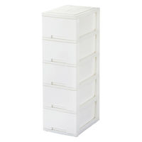 タマハシ ニューライフ スリム収納ボックス5段 ホワイト 489188 1個（直送品）