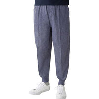 ケアファッション 麻混楊柳リブパンツ ネイビー LL W013982913 1着（直送品）