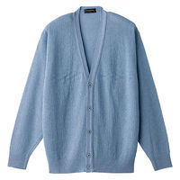 ケアファッション 国産麻混ニットカーディガン サックス LL W0182085813 1着（直送品）