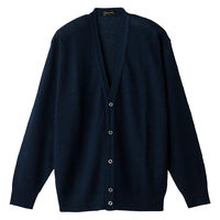 ケアファッション 国産麻混ニットカーディガン ネイビー LL W0182085823 1着（直送品）