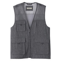 ケアファッション 麻混楊柳多機能ポケットベスト ブラック LL W0182138023 1着（直送品）