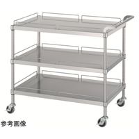 ステンレスワゴン(ベタ棚/ガード付3段)SUS304 600×450×1200mm MN30-6045-1200-NE75_SH 1台（直送品）