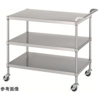 ステンレスワゴン(ベタ棚/ガードナシ3段)SUS430 900×450×1200mm M03-9045-1200-RE100_SH 1台（直送品）