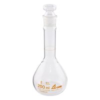 アズワン 短型メスフラスコ 白 200mL(酸洗浄済み) ASONE1-8566-03 1個 60-9771-58（直送品）