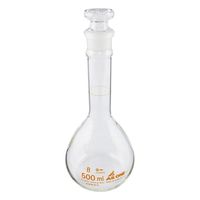 アズワン 短型メスフラスコ 白 500mL(酸洗浄済み) ASONE1-8566-05 1個 60-9771-60（直送品）
