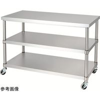 ステンレス作業台(ベタ棚2段/キャスター付)SUS304 450×750×800mm WBN2C-4575-800-NE100 1台（直送品）