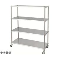 ステンレスラック(ベタ棚4段/キャスター付)SUS304 888×438×1800mm RBN4C-9045-1800-RE100 1台（直送品）