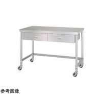 ステンレス作業台(片面引出・三方枠/キャスター付)SUS304 750×450×800mm WDTNC-7545-800-NE100 1台（直送品）