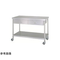 ステンレス作業台(片面引出・ベタ棚/キャスター付)SUS304 750×450×800mm WDBNC-7545-800-NE100 1台（直送品）