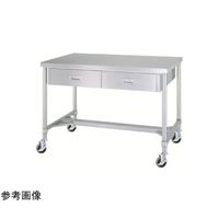 ステンレス作業台(両面引出・H枠/キャスター付)SUS430 1800×900×1200mm WDWHC-18090-1200-RE100（直送品）