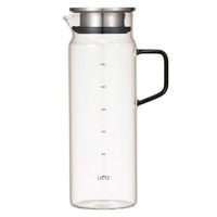 LOG 耐熱ガラスウォータージャグ ハンドル付き 1.4L 1個 食洗機対応 熱湯可 フィルター付き 冷水筒 シービージャパン
