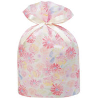 包む ギフト巾着バッグ グリタリングフラワー 不織布 マチあり LL 幅400 ピンク TD024 1セット(1枚×2)（直送品）