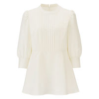 ボンマックス 八分袖チュニック丈ブラウス ホワイト 19号 AUB4300 AUB4300-15-19G 1着（直送品）