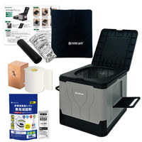 折りたたみ簡易トイレ ポータブル グレー 凝固剤100回分 + 備蓄用トイレットペーパー BOX型 組立式 防災用品 OKT02L（直送品）