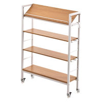 【軒先渡し】B.Bファニシング KAKERU キャスター付 スリム収納ラック 棚 幅790×奥行280×高さ985mm ナチュラル 1台（直送品）