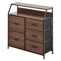 【軒先渡し】B.Bファニシング Regal 棚付きリビングチェスト ハイタイプ 幅845×奥行315×高さ870mm ダークブラウン 1台（直送品）