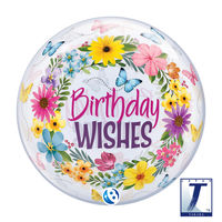 490mmバブルバルーン00025:BIRTHDAY WISHES FLORAL 0201444023 1セット(10枚入)（直送品）