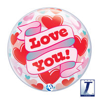 490mmバブルバルーン00029:LOVE YOU HEARTS&RIBBON 0201444027 1セット(10枚入)（直送品）