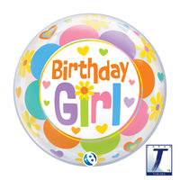 490mmバブルバルーン00022: BIRTHDAY GIRL FLOWERS 0201444020 1セット(10枚入)（直送品）
