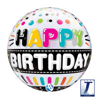 490mmのバブルバルーン00008: BIRTHDAY BLACK BAND 0201444006 1セット(10枚入)（直送品）