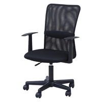 YAMAZEN メッシュバックチェア 肘付き オフィスチェア レバー昇降 ランバーサポート付 EHL-51A(BK) 1台（直送品）