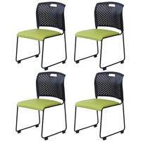 YAMAZEN スタッキングチェア 4脚組 ミーティングチェア 積み重ね 取っ手付き CKSC-55(GR/BK)*4 1セット（直送品）