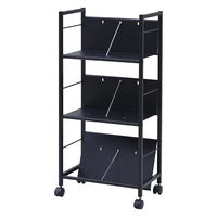 YAMAZEN ファイルワゴン 収納ラック 3段 スチール棚 A4対応 キャスター付き MFRW-S3(MBK) 1台（直送品）