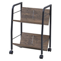 YAMAZEN ファイルワゴン 収納ラック 2段 木製棚 A4対応 キャスター付き MFRW-W2(ABR/SBK) 1台（直送品）