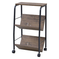 YAMAZEN ファイルワゴン 収納ラック 2段 上棚付き 木製棚 A4対応 キャスター付き MFRW-W2T(ABR/SBK) 1台（直送品）