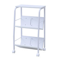 YAMAZEN ファイルワゴン 収納ラック 2段 上棚付き 木製棚 A4対応 キャスター付き MFRW-W2T(EWH/MWH) 1台（直送品）