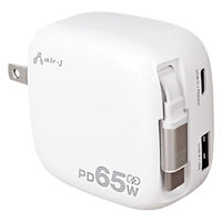 エアージェイ リール式USB-Cケーブル内蔵コンセント充電器 AKJ-65PDR 1台（直送品）