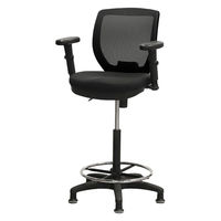 Netforce ハイチェア コア 上下昇降肘 キャスター+固定脚 メッシュ カウンターチェア ブラック 1脚（直送品）