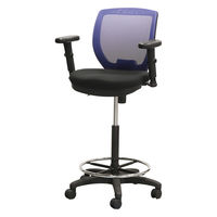 Netforce ハイチェア コア 上下昇降肘 キャスター脚 メッシュ カウンターチェア ネイビー 1脚（直送品）