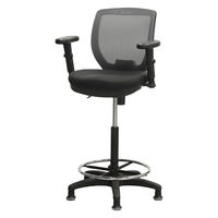 Netforce ハイチェア コア 上下昇降肘 キャスター+固定脚 メッシュ カウンターチェア グレー 1脚（直送品）