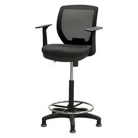 Netforce ハイチェア コア T字肘 キャスター+固定脚 メッシュ カウンターチェア ブラック 1脚（直送品）