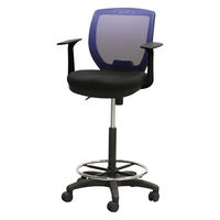 Netforce ハイチェア コア T字肘 キャスター脚 メッシュ カウンターチェア ネイビー 1脚（直送品）